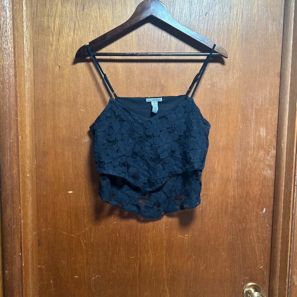 Charlotte Russe Black Floral Lace Camisole